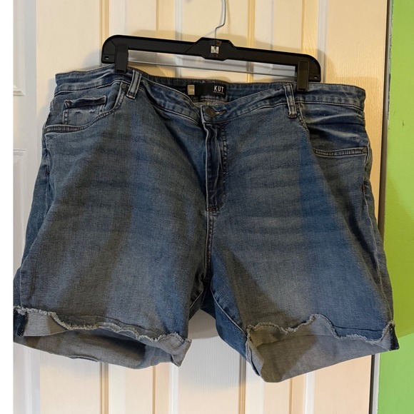 Kut from the Kloth Pants - Kut from the Kloth Catherine Boyfriend Shorts Womens 22W Blue Excellent Raw Hem